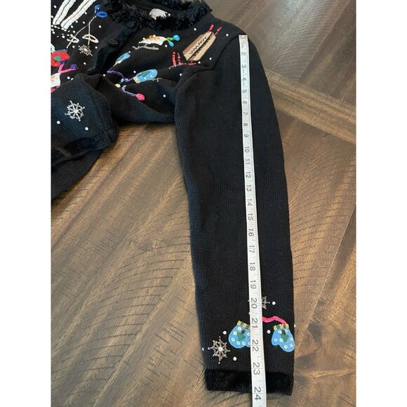 Vintage Berek Ugly Christmas Sweater Size Large Winter Ski Ice Skate Embellished - Picture 6 of 12